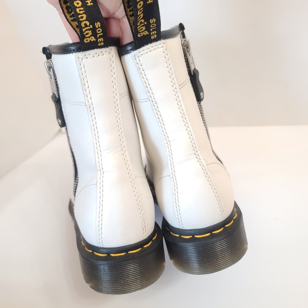 Dr. Martens | 1460 Women's Double Zip Leather Lace Up Boots White Sendal Size 7 - Picture 8 of 13